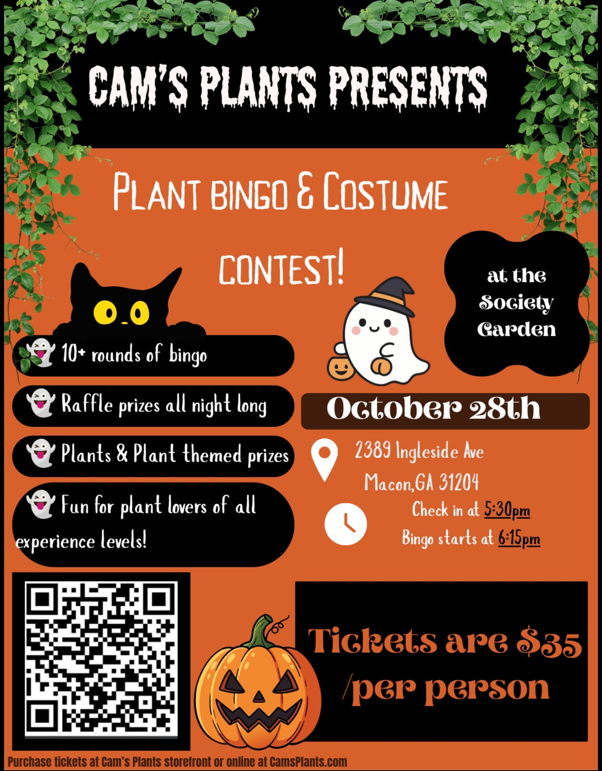Plant Bingo @ The Society Garden - October 28th
